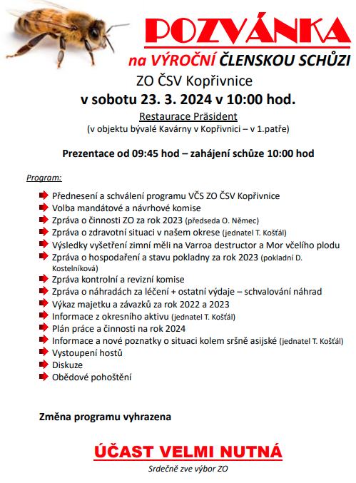 Pozvánka na členskou schůzi